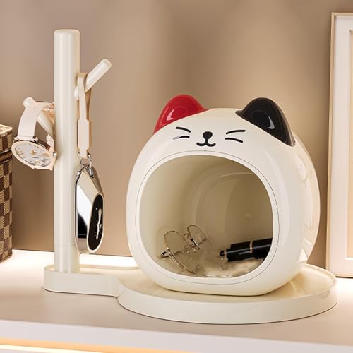 Cat Shaped Anti Slip Plastic Key Tray Lovely Organizer for Entryway Table, Easy to, for Hallways Bedrooms, 12.6x9.1x8.4in