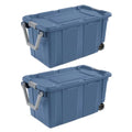 Heavy-Duty Wheeled Storage Totes, Blue Industrial Container with Latching Lid, 40 Gallon Capacity, 36.75x21.38x18 Inches, 2 Pack