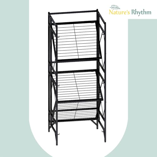 Nature's Rhythm 3-Tier Metal Storage Rack, Adjustable Garage Shelving Metal Shelving Unit (12.84 x 11.27 x 32.54inch, Black) - size: 3-Tier