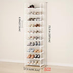 10-Tier Tall Shoe Rack, Adjustable 20-25 Pairs Shoe Shelf Storage Organizer for Entryway Hallway Closet Bathroom Living Room (White) - color: White-10tier
