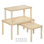 HYPIGO Cabinet Storage Organizer Shelf, Set of 3 Kitchen Cabinet Shelves, Stackable Cabinet Risers, Spice Rack Organizer for Countertop, Under Sink, Bathroom, Pantry Organization with Non-Slip Mat
