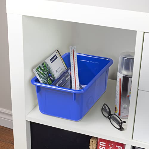 Storex Small Cubby Bins – Plastic Storage Containers for Classroom with Non-Snap Lid, 12.2 x 7.8 x 5.1 inches, Assorted Colors, (62406U05C) (Pack of 5) - color: Assorted Primary Colors, style: Bin with Cover