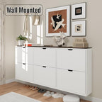 Mekminop 70.9" W Large Shoe Storage Cabinet with 6 Flip Drawers, White Shoe Organizer Cabinet for Up to 36 Pairs, Narrow Shoe Cabinet for Entryway, Hallway, Living Room