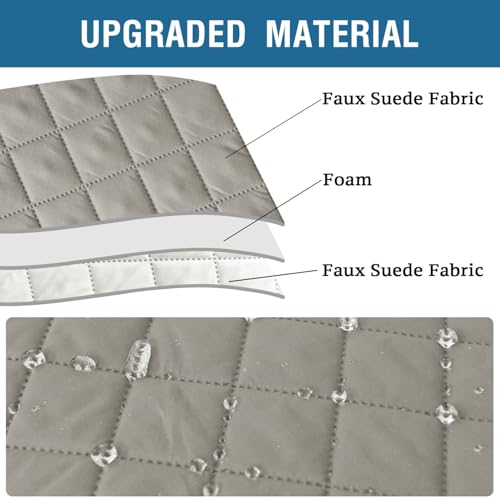 2 Pack Water Resistant Armrest Covers for Chairs and Sofas Couch Arm Covers for Sofa with 3 Pockets for Phone Sofa Arm Protector for Pets, Cats (Light Gray) - color: Light Gray