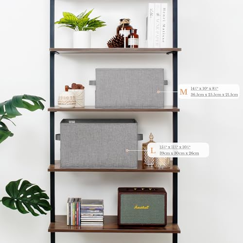 GRANNY SAYS Storage Basket for Shelves, Closet Clothes Bins with Label Holders, Fabric Storage Bin for Bedroom, Decorative Storage Boxes for Organizing, Dark Gray, Medium, 3-Pack - color: Dark Gray, size: Medium
