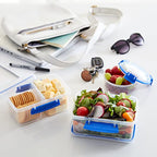 Sistema KLIP IT Rectangular Collection Food Storage Container, 33.8 oz./1.0 L, Clear/Blue, 3 Count - size: 3-Piece (33.8 oz), style: Set of 3