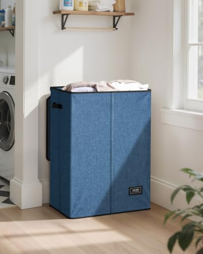 SOLEDI Laundry Hamper with Lid 130L Large & Tall Collapsible Laundry Basket, Clothes Hamper with Bag Removable Easy to Carry, Dirty Hampers for Bedroom, Bathroom, Dorm, College, Blue - color: Blue, size: 130L