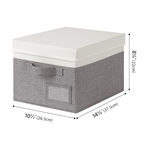 GRANNY SAYS Storage Bins with Lids, Collapsibe Clothes Organizers and Storage, Storage Baskets for Shelves, Decorative Storage Boxes with Lids, 3-Pack, Gray&Ivory - color: White&Gray, size: Medium
