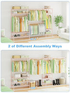 Ulif E11 Heavy-Duty Garment Rack, Metal Freestanding Clothes Rack and Closet Storage Organizer System with 8 Shelves and 4 Hanger Rods, (73.2-97.6)" W x 14.5" D x 71.2" H, Load 1034 LBS, Pink - color: Pink
