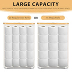Odonata Large Toilet Paper Storage Basket with Lid, Slim Toilet Paper Organizer, Hold up to 20 Regular Rolls or 15 Mega Rolls. (Beige, 49L) - color: Beige