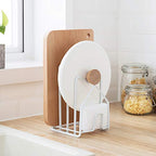 Poeland Kitchen Pantry Organizer Rack for Dinnerware, Bakeware, Cookware, Cutting Boards, Pan Lids - color: White