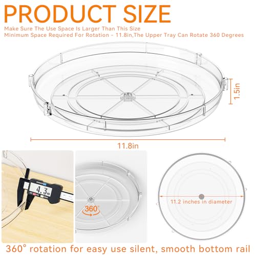 12" W Acrylic Clear Lazy Susan Turntable for Cabinet,Kitchen Countertop,Refrigerator and Pantry Organization Storage,1 Tier Small Spinning Organizer for Vitamin,Medicine,Spice Rack & Organization - size: 12"W-1Tier-1 Pack