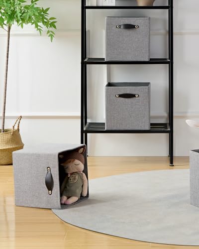 Foldable Fabric Storage Bins Cubes, 13x15x13 Inch Kallax Cubby Bins with Dual Handles, Dim Gray, 4 Pack - color: Dim Gray, size: KALLAX - 4 Pack