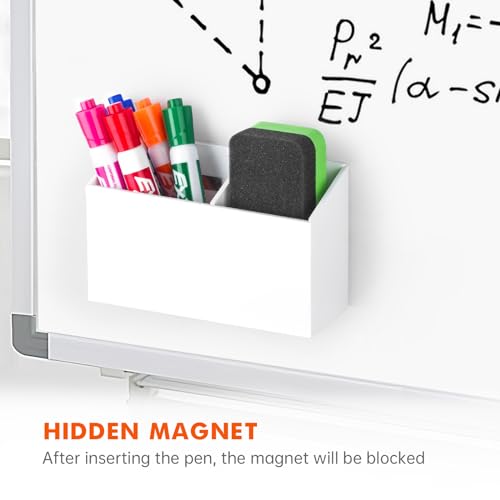 BEYGORM Magnetic Dry Erase Marker Holder for Whiteboard,Non-slip Acrylic Magnet Pen Holder for Fridge Refrigerator,Locker Organizer for Work,Locker Accessories,Pencil Cup for Desk(White) - color: White