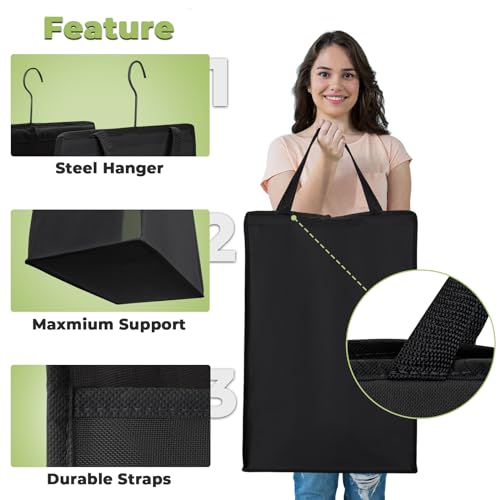 Fentec Hanging Laundry Hamper, Hanging Laundry Basket, Slim Laundry Hamper Bag with Handles, Portable Hanging Closet Hamper, Mesh Heavy Duty Hanging Laundry Bag (Black,1 Pack) - color: Black, size: 1 Pack-One section