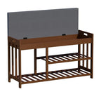 Shoe Rack Bench with Cushion,2 Tiers Shoe Bench with Flip-Top Storage,Wood Shoe Rack for Entryway, Hallway, Bedroom, Front Door Entrance (Brown) - color: Brown