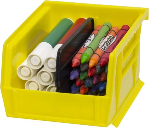 Akro-Mils 30210 AkroBins Plastic Storage Bins, Space-Saving Stackable Bins for Garage, Pantry, Craft Organization, 5" x 4" x 3", Yellow, 24-Pack - color: Yellow