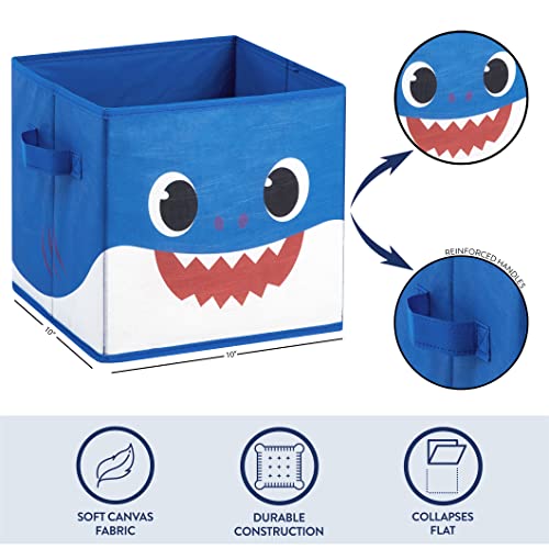 Idea Nuova Baby Shark Collapsible Storage Cubes, Set of 2, 10"x10",Baby Shark Blue/Yellow - color: Baby Shark blue/yellow