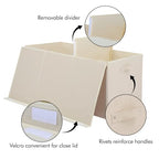 Extra Large Toy Box 167L, Sturdy Toy Storage Chest Organizer Bin Baskets with 2 Removable Divider for Boys, Girls, Kids, Nursery, Bedroom, Playroom, 35.5"x17" x17" (Linen Beige) - color: Extra Extra Large Beige