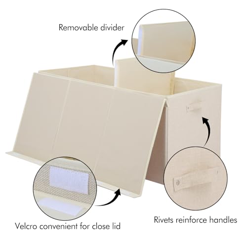 Extra Large Toy Box 167L, Sturdy Toy Storage Chest Organizer Bin Baskets with 2 Removable Divider for Boys, Girls, Kids, Nursery, Bedroom, Playroom, 35.5"x17" x17" (Linen Beige) - color: Extra Extra Large Beige