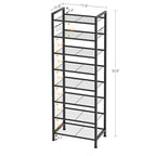 8 Tiers Narrow Shoe Rack 16-24 Pairs, Sturdy Metal Tall Shoe Rack with 4 Hooks, Slim Shoe Storage Organizer with Metal Shelf, Space Saving Vertical Shoe Shelf for Entryway, Closets, Black - color: Black