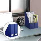 Feifeiya Magazine File Holder Set of 6 Stylish Sturdy Cardboard File Boxes Desk Organizer Beautiful Magazine Holder Rack with Gold Label Holder for Home Office Desktop Bookshelf Classroom (Navy Blue) - color: navy blue