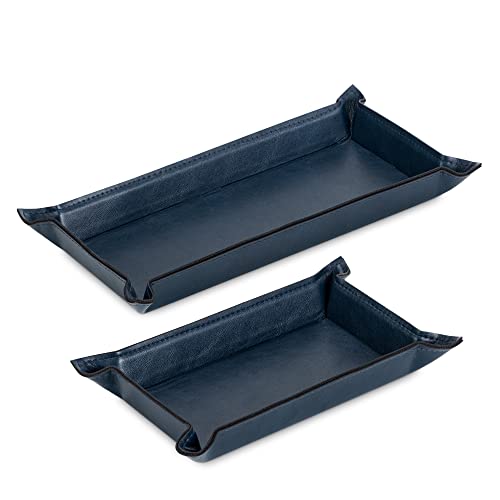 Navaris 2 x Empty Tray for Keys, Coins, Mobile Phones, Jewellery – Entrance Table for Office Bedside Tables - color: Dark Blue