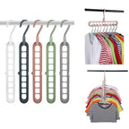 5-Pcs Multifunctional 9-Hole Space Saving Clothes Hangers - 360° Swivel Non-Slip Folding Closet Organizers for Shirts Coats Pants, Home Dorm Travel Storage Essentials