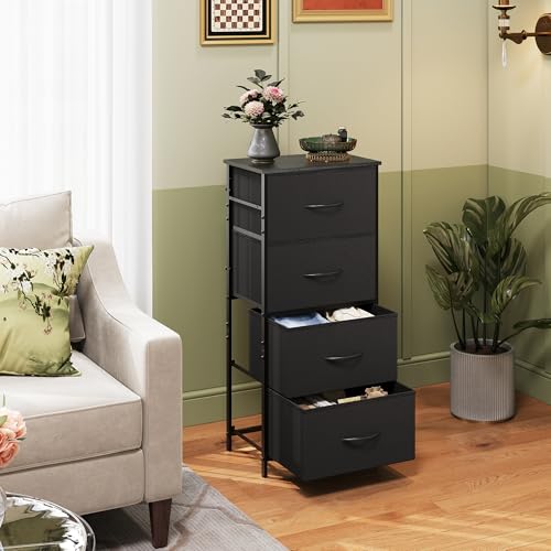 WLIVE Dresser with 4 Drawers, Fabric Storage Tower, Organizer Unit for Bedroom, Hallway, Entryway, Closets, Sturdy Steel Frame, Wood Top, Easy Pull Handle, Charcoal Black - color: Charcoal Black