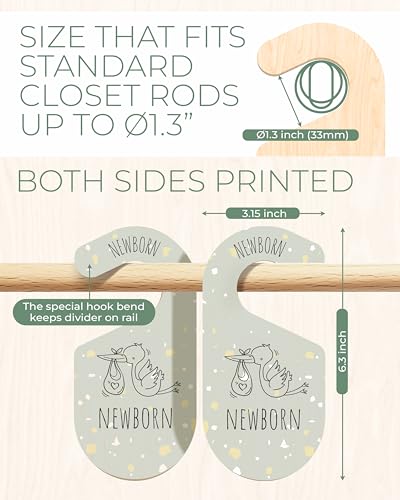Colorful Baby Size Closet Dividers - Wooden Baby Clothes Organizer for Nursery Decor, Storage & Organization - 8 Pcs of Baby Closet Dividers Ideal as Neutral Nursery Storage Organizers - color: Terrazzo