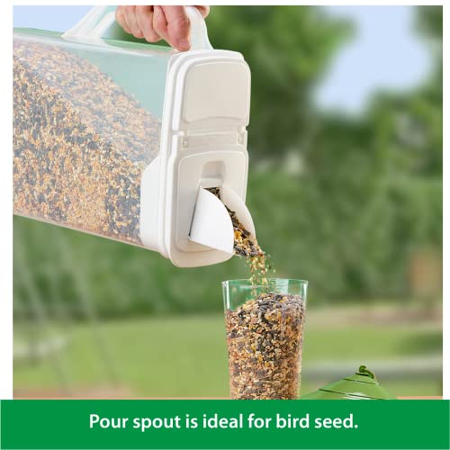 Buddeez Pet Food Storage Container - 8 Quart Capacity Bird Seed Container & Dog Food Storage, with Durable EZ Grip Handle and EZ Flip Lid with Pour Spout - color: White Lid, size: 1 Pack (8 Quart)