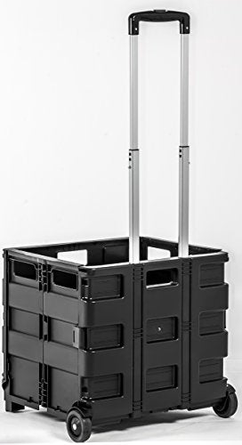 dbest products Quik Cart without Lid Travel Portable Mobile Storage Collapsible Handcart Rolling Utility Heavy Duty, Black - color: Black, style: Topless