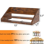 Spice Rack Organizer for Cabinet, Robust Wooden Display Riser Shelf Seasoning Organizer for Countertop Cupboard Pantry, Condiment Jar Kitchen Storage Holder Super Sturdy Stand, Rusitc Brown (3-Tier) - size: 3-Tier