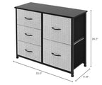 Storage Dresser Furniture Unit-Large Standing Organizer Chest for Bedroom, Office, Living Room, and Closet-5 Drawer Removable Fabric Bins, Grey with Black