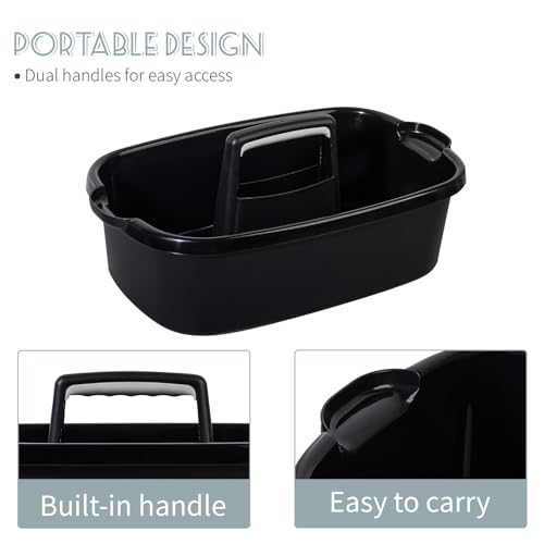 Large Cleaning Supplies Caddy Portable Shower Basket Supply Organizer with Handle Plastic Bucket Tool Storage for Bathroom, Bedroom, Kitchen, College Dorm, Garden, Black - color: Black, size: Large, 1pc