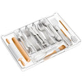 Yieach Large Clear Expandable Silverware Drawer Organizer for Kitchen,BPA FREE Adjustable Utensil Drawer Organizer and Silverware Tray,Plastic Flatware Organizers,Cutlery,Knife,Fork and Spoon Holder - size: L - 12.6 to 21.3