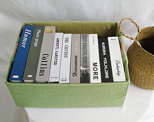 Storage Bin for Shelves Rectangle Closet Baskets Foldable Box with Handles, Gray Storage Bins, Storage Boxes for Home Office Car Dormroom - color: Green