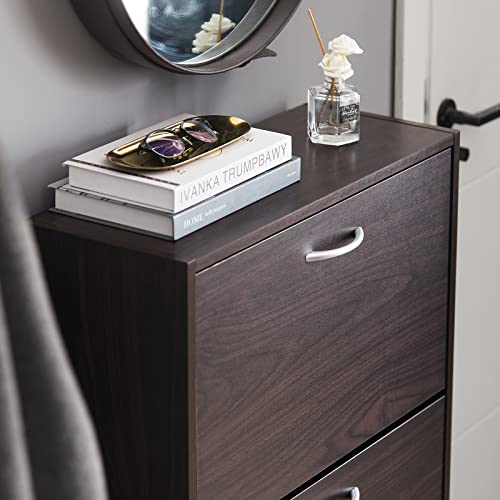 Haotian Shoe Cabinet for Entryway, Tall Freestanding Shoe Rack with 3 Flip-Drawers, Hidden Storage Shoe Organiazer Entrance Hallyway, Black, FSR110-BR - color: Black, size: 3-Drawers