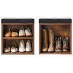 YMYNY Shoe Storage Bench with Cushion, 2 Tier Shoe Rack with Padded Seat, Adjustable Shoe Organizer Cabinet for Entryway, Living Room, Hallway, Closet, 15.4L*11W*16.54H, Rustic Brown, UHBD028H - color: Rustic Brown