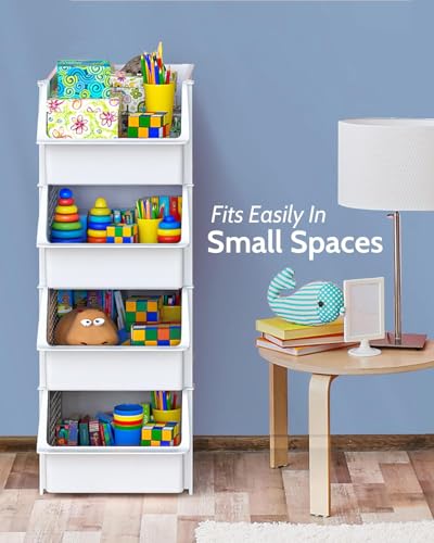 TidyFriend Stackable Storage Bins for Pantry, 4 Pack Stackable Bins For Organizing Food, Kitchen, and Bathroom Essentials (White) - color: White, size: 4 Pack