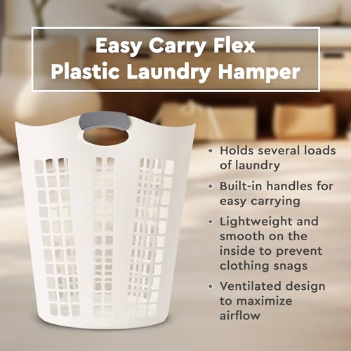 Gracious Living Easy Carry Flex Hamper, Large 87.5 Liter Lightweight Plastic Ventilated Laundry Basket Clothes Bin with Handles, White (4 Pack) - size: 4 Pack