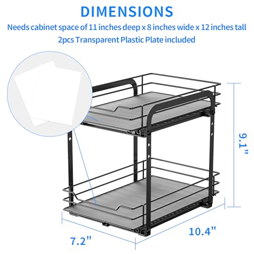 RCHYFEED Spice Rack, 2 Tier Pull out Cabinet Spice Organizer, Height Adjustable Slides out Ultra-smooth Racks for Spice Organization, Seasoning Organizer for Inside Cabinets(7.5" Wx10.5 Dx9.5 H) - size: 2 Tier-7.5''Wx10.5''Dx9.5''H
