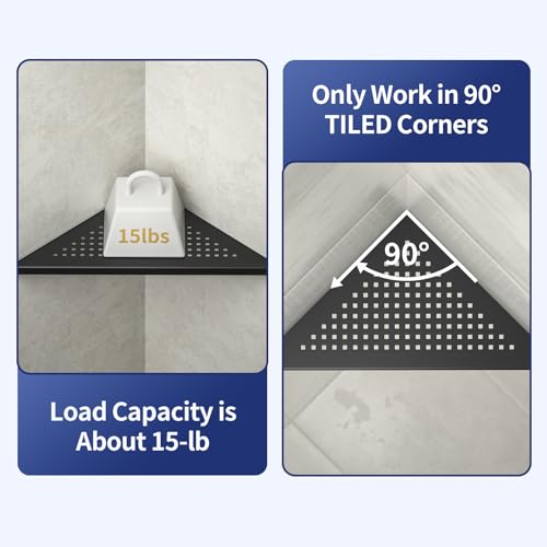 Corner Shower Shelf 2 Pack, 304 Stainless Steel Shelf for Bathroom, 10'' Grout in Shelves Rack for Tiled Wall (10'', Black) - color: Black, size: 10''