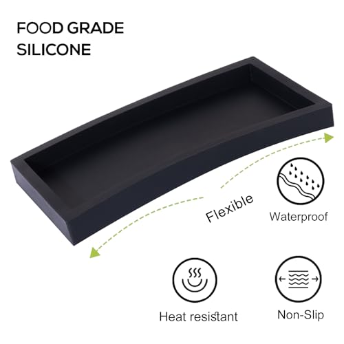 Small Silicone Bathroom Vanity Tray Rectangle Soap and Sponge Holder Kitchen Sink Organizer for Scrubber, Lotion Bottles, Perfume, Jewelry, Candle, Key Trinket Ring, Black - color: Black, size: 7.9" x 4.0"