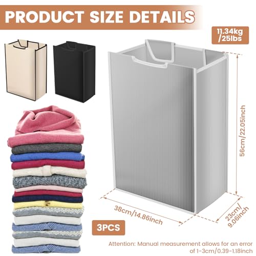 3 Pcs Laundry Sorter Replacement Bags, 14.96" x 9.06" x 22.05" Laundry Basket Liner Replacement, No Hangers, Laundrys Hamper Liner for Laundrys Bag, Dirty Clothing(Mixed Color,3) - color: Mixed Color