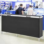 VEVOR Extra Long Folding Portable Bar Tradeshow Podium Table for Indoor, Outdoor, Party, Picnic, Exhibition, Includes Carrying Case, Storage Shelf and Black Skirt, 77.95" x 15.16" x 34.65" - size: 77.95 INCH
