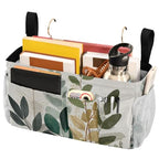 Bedside Caddy Hanging Bunk Bed Caddy Bed Organizer Hanging Pocket with 2 Hooks Bedside Storage Organizer Pocket Bag Holder Beige Boho Style Leaves - color: Beige Boho Style Leaves