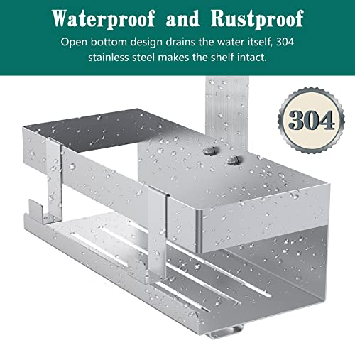 Emibele Over The Door Shower Caddy, 304 Stainless Steel Hanging Shower Caddy Rustproof Shower Shelves,No Drilling Hanging Shower Organizer for Bathroom Glass Door Up to 1.5cm,Basket: 23×10×10cm,Silver - color: Metallic Silver, style: 1-Tier