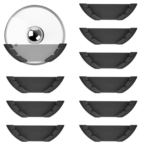 Universal Pot Lid Organizer for Cabinet, 10 Pcs Pan Lids Organizers Inside Cabinet Door Wall Mount Pots Top Storage Rack Holder for Kitchen, Fits 6" to 13.5" (10pcs black) - color: 10pcs black