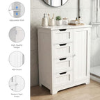 Casaphoria Bathroom Storage Cabinet with Drawers, Freestanding Floor Cabinet with Door and Adjustable Shelf, 4-Drawer Sideboard for Bathroom, Living Room, Kitchen, White - size: 22.04"L×11.81"W×32.68"H